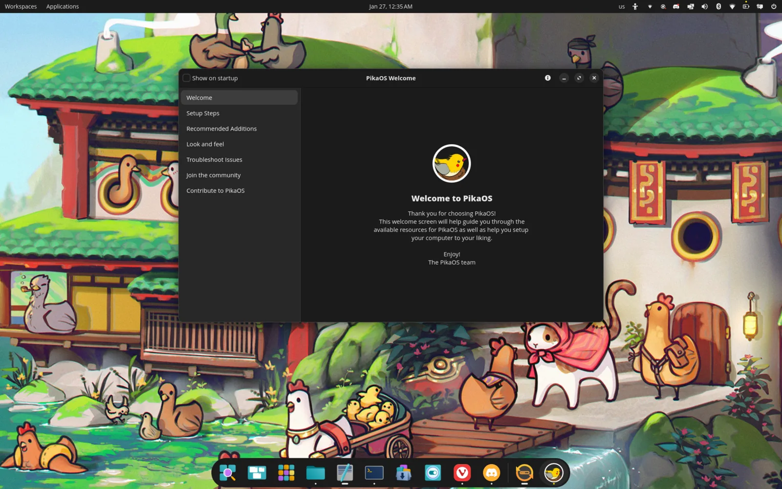PikaOS COSMIC edition desktop