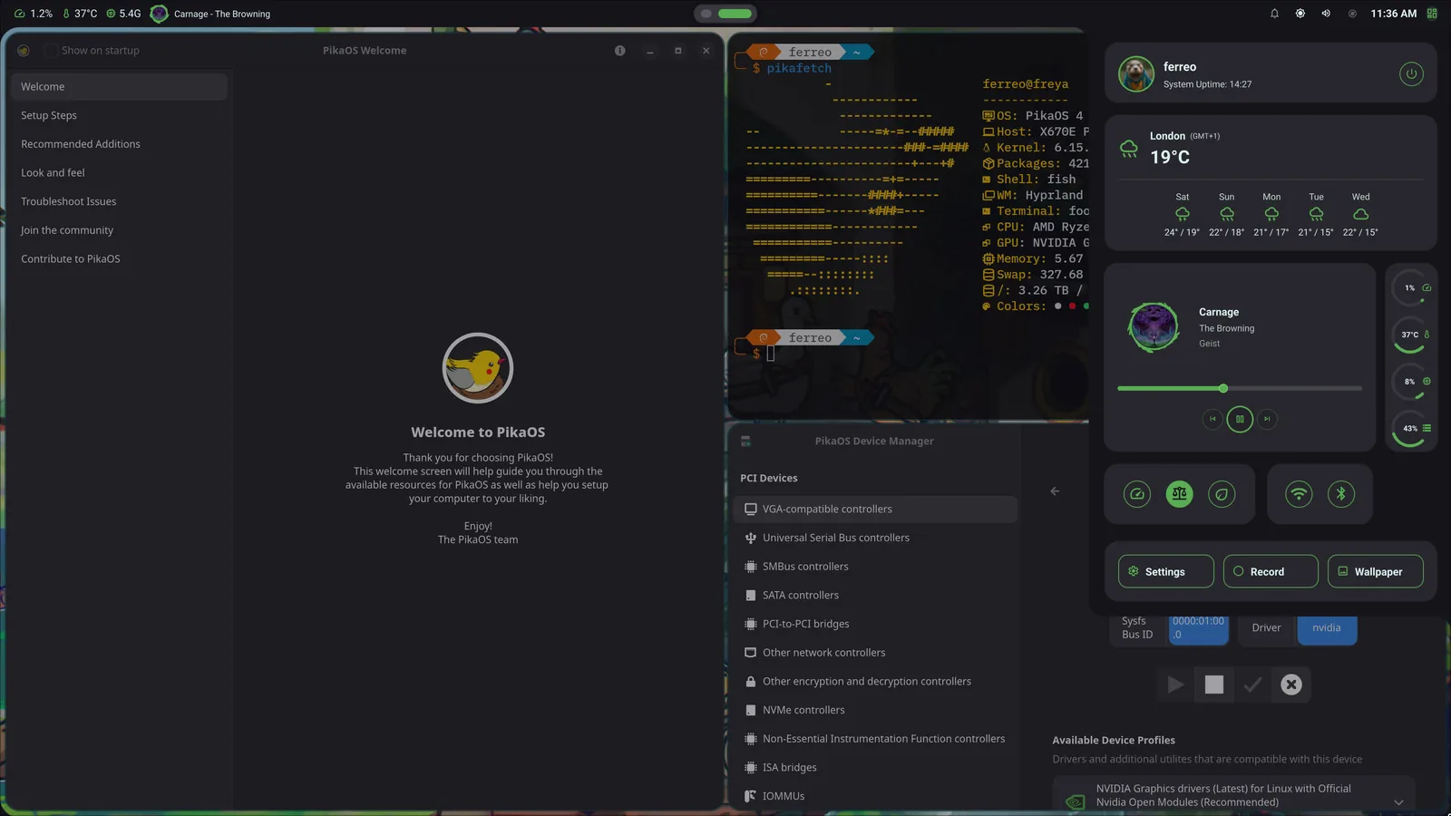 PikaOS Hyprland edition desktop